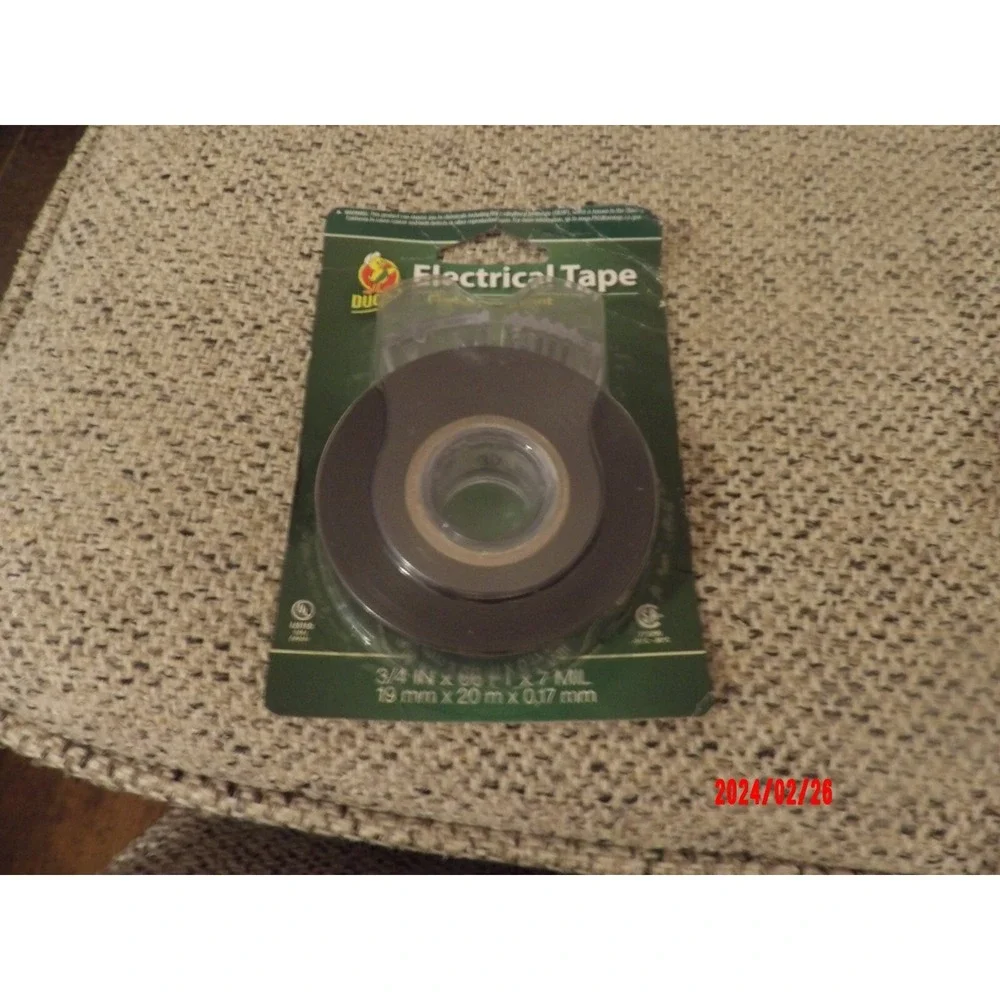 Duck Electrical Tape 0.75-Inch x 66-Feet, Single Roll 551117 - Black